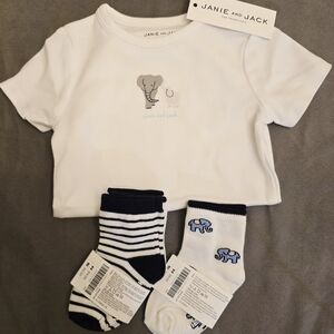 Janie and Jack Baby Bodysuit and Socks Set 6-12m